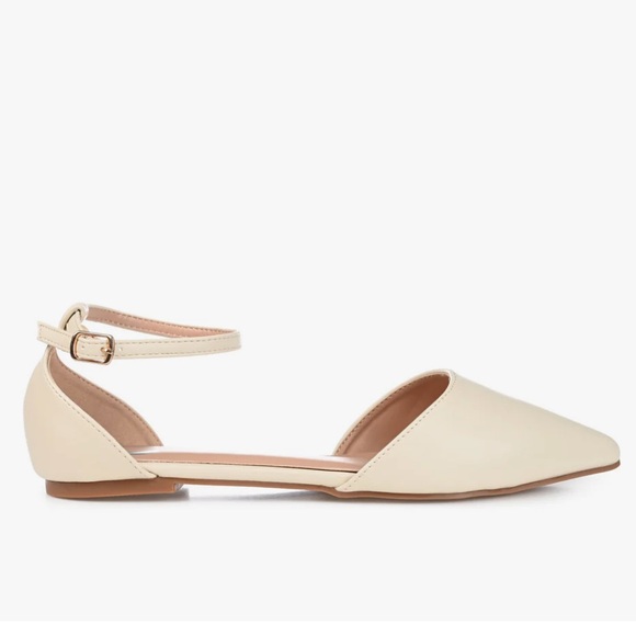 Journee Collection Pointed Toe Ballet Flat in Bone | Bridal Flat Shoes - Picture 1 of 11